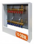 ROZDZIELACZ 10 OBWODÓW MOSIĘŻNY DO OGRZEWANIA SZAFKA ZAWORKI PEX ALUPEX 16mm