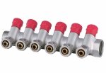 ROZDZIELACZ PEX 1” x16mm 6 OBWODÓW SEKCJE CWU DO WODY CIEPŁEJ MONO MOSIĘŻNY