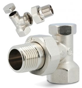 ZAWÓR GRZEJNIKOWY POWROTNY KĄTOWY 1/2 BIAŁY NIKLOWANY DO GRZEJNIKA MOCNY