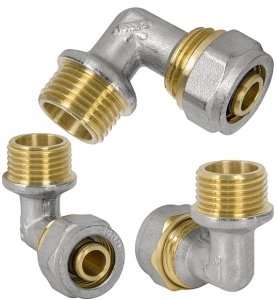 KOLANO KOLANKO NYPLOWE PEX ALUPEX SKRĘCANE 16 mm x 1/2'' GZ MOSIĄDZ