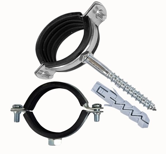 UCHWYT STALOWY Z GUMĄ POJEDYNCZY 6/4" 11/2" OBEJMA DO RURY 48-53mm ŚRUBA