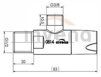ZAWÓR KĄTOWY Z GŁOWICĄ CERAMICZNĄ 1/2 X 3/8 Bateri Invena ZW-49-00C CZARNY