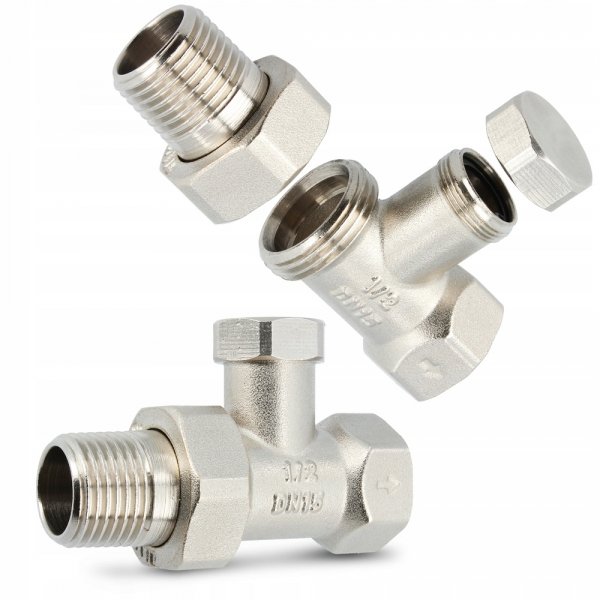 ZAWÓR GRZEJNIKOWY POWROTNY PROSTY 1/2" BIAŁY NIKLOWANY DO GRZEJNIKA MOCNY