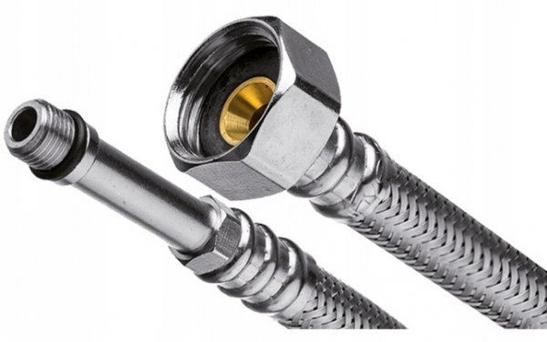 WĘŻYK WĄŻ W OPLOCIE NIERDZEWNY DO BATERII 3/8" x M10 - 50cm SOLIDNY MOCNY