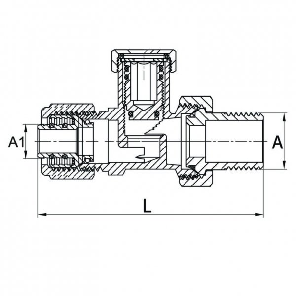 ZAWÓR GRZEJNIKOWY POWROTNY ODCINAJĄCY PROSTY FI 1/2" Ø 16 PEX