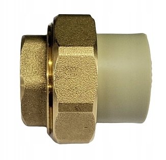 ŚRUBUNEK PP 20 MM / 1/2&quot; GW DWUZŁĄCZKA SKRĘCANA Z USZCZELKĄ