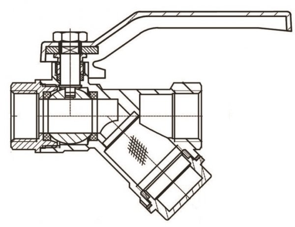 ZAWÓR KULOWY Z FILTREM SKOŚNYM OSADNIKOWYM 1/2&quot; DN15 ART.17-15