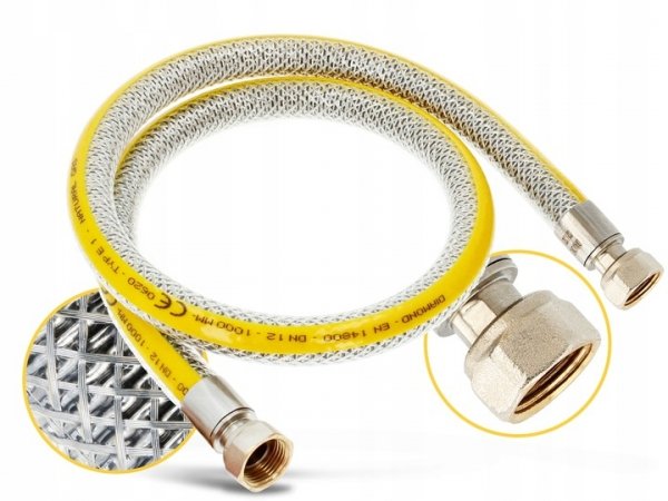 WĄŻ PRZEWÓD GAZOWY DO GAZU MONTAŻU KUCHENKI GAZOWEJ Elastyczny GW/GW 50cm