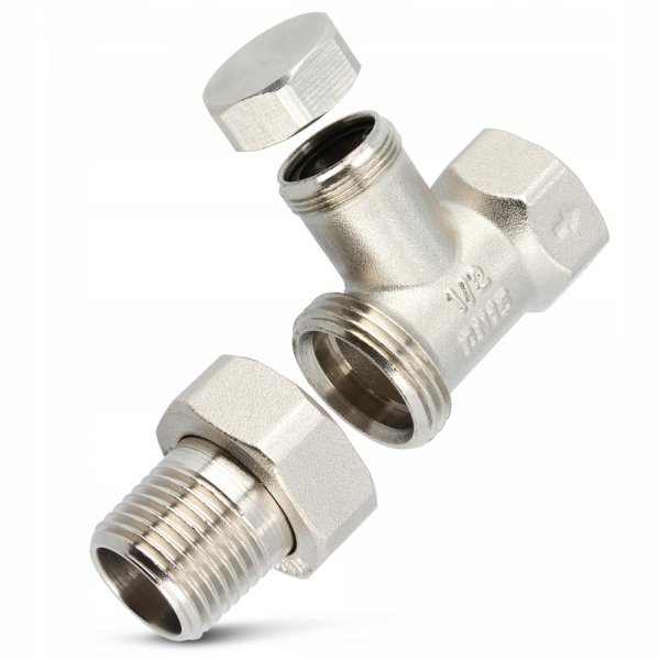 ZAWÓR GRZEJNIKOWY POWROTNY PROSTY 1/2" BIAŁY NIKLOWANY DO GRZEJNIKA MOCNY