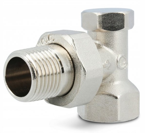 ZAWÓR GRZEJNIKOWY POWROTNY KĄTOWY 1/2" BIAŁY NIKLOWANY DO GRZEJNIKA MOCNY