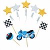 Cukrowa dekoracja na tort pikery  Zestaw Motocykl 2D