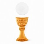 Cukrowa dekoracja na tort komunijny ZŁOTY KIELICH + HOSTIA