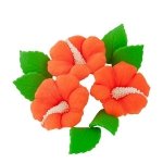 Zestaw cukrowe kwiaty HIBISKUS z listkami POMARAŃCZOWY