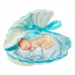 Bobas w muszelce niebieski - figurka na tort - chrzest baby shower