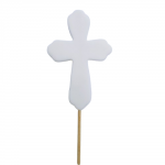 Cukrowa dekoracja na tort BIAŁY PŁASKI KRZYŻ NA PIKU komunia 1szt