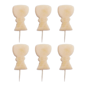 Cukrowa dekoracja na tort KIELICHY ECRU na piku 6szt