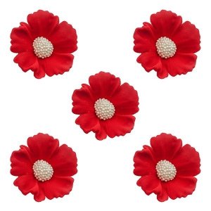Duże kwiaty cukrowe na tort CHABER 5szt czerwone