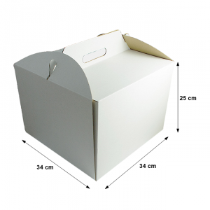 Pudełka kartonowe z rączką na wysoki tort 34x34X25 cm - 10szt