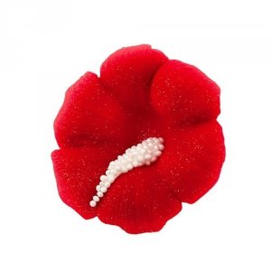 Cukrowy HIBISKUS kwiatek z masy cukrowej - CZERWONY 1szt