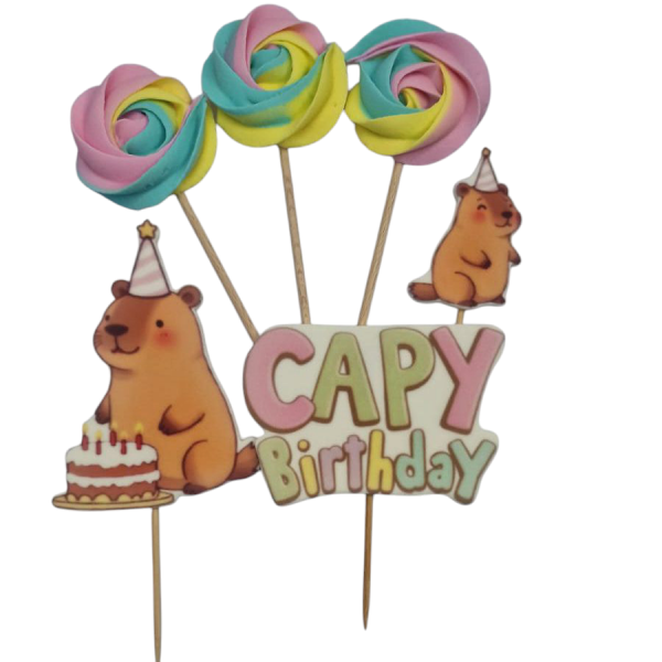 CUKROWE TOPPERY na Tort KAPIBARA CAPY BIRTHDAY Kapibara, Lizaki 6el
