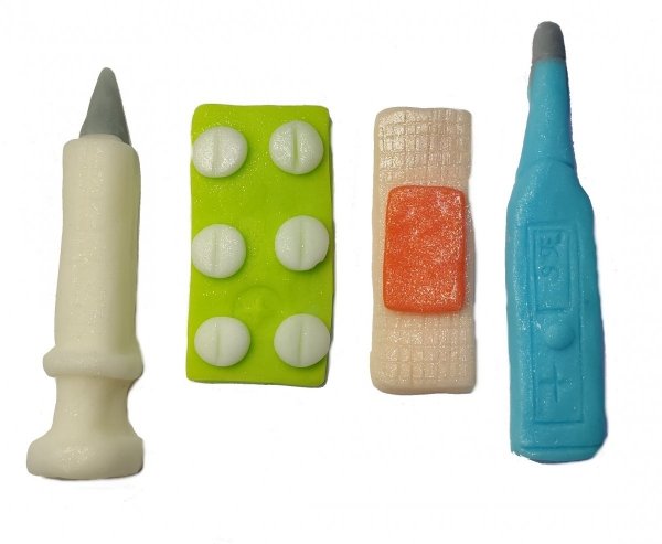 Dekoracja cukrowa na tort narzędzia ZESTAW PIELĘGNIARKA 4 szt