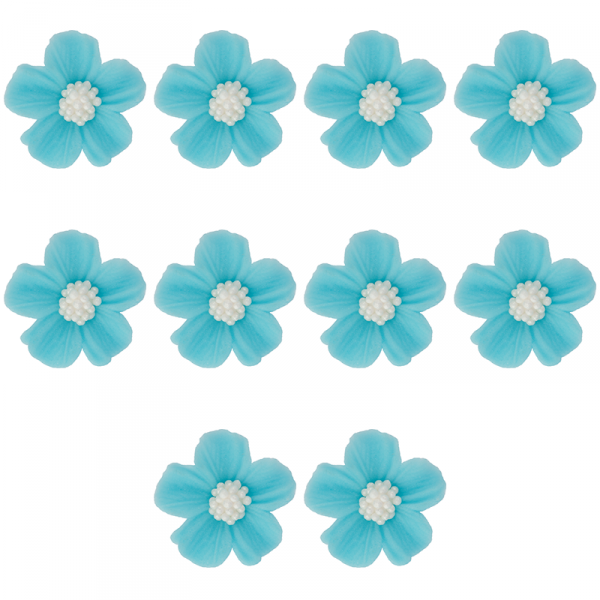 Kwiatki cukrowe na tort NIEZAPOMINAJKA 10szt niebieskie