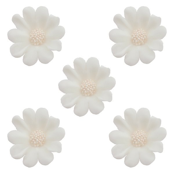 Duże kwiaty cukrowe na tort STOKROTKA 5szt białe