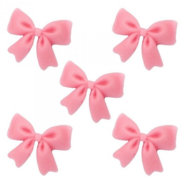 Kokardki cukrowe na tort 3,5cm różowe 5szt