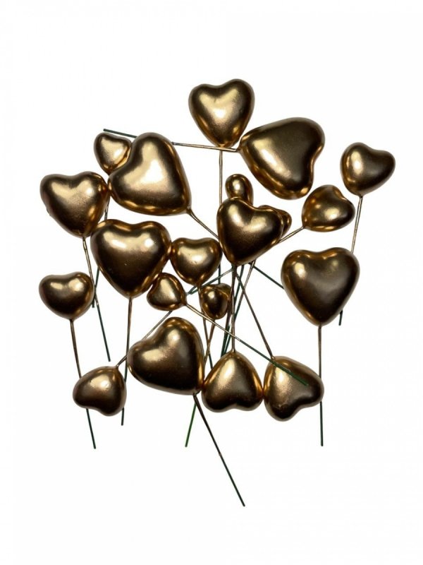 Toppery do dekoracji SERCA ZŁOTE 20 szt.