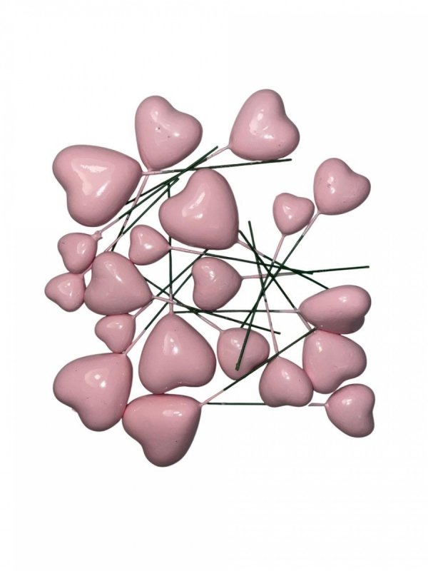 Toppery do dekoracji SERCA RÓŻOWE 20 szt.