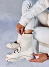 Botki skarpetkowa cholewka TONE BEIGE