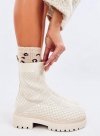 Botki skarpetkowe ze wzorem RUEDA BEIGE