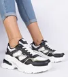 Czarne sneakersy damskie zdobione brokatem Sandoria