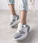 Srebrne sneakersy na wysokiej podeszwie Rude