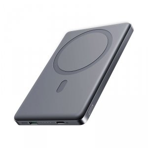 Powerbank 5000mAh USB-C 20W PD i ładowaniem indukcyjnym 15W - szary