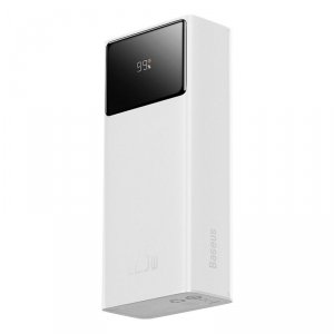 Powerbank 30000mAh 22.5W z kablem USB-A - USB-C 3A 30cm - biały