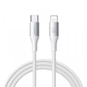 Kabel przewód S-A28 z oplotem USB-C - Lightning 30W 1m - biały