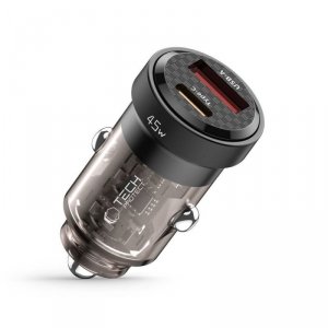 Ładowarka samochodowa USB-C USB-A CC45W QC 45W - czarna