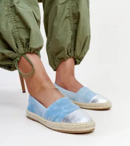 Niebiesko-srebrne błyszczące espadryle Surana