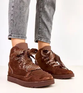 Brązowe sneakersy wysokie z grubymi sznurówkami Klevis