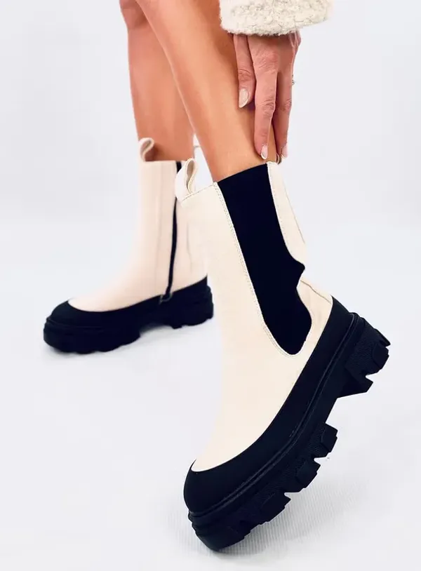 Botki sztyblety wysokie TELMA BEIGE