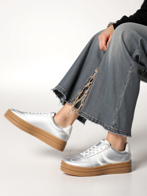 Espadryle damskie eleganckie w kolorze Silver