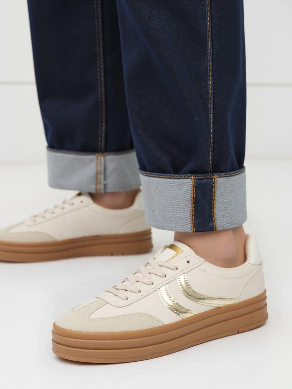 Damskie Sneakersy LUMI Beige/Lt.Gold