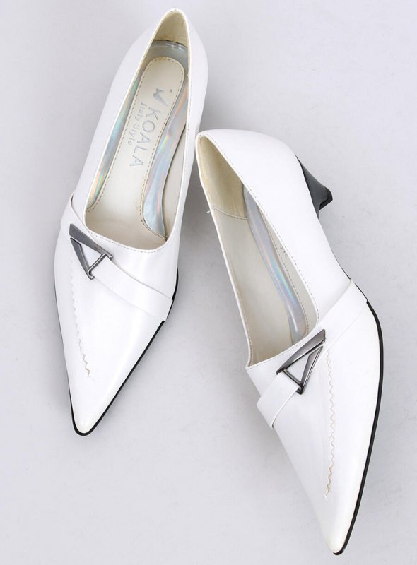 Czółenka damskie na obcasie  2232-5 White