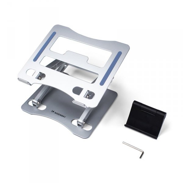 ZESTAW Podstawka pod laptopa aluminiowa + podstawka do smartfona - srebrna