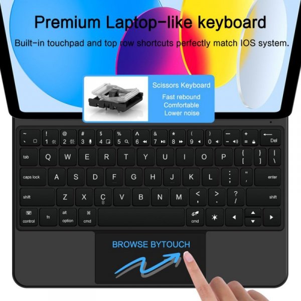 Etui z klawiaturą na iPad 10.9'' 2022 / iPad 11'' 2025 Smartcase Magnetic - czarne