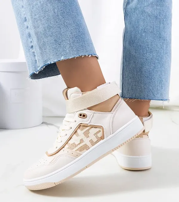 Beżowe sneakersy za kostkę Jeanny