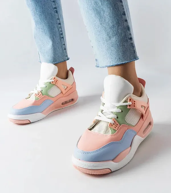Różowe sneakersy z łączonych materiałów Malas