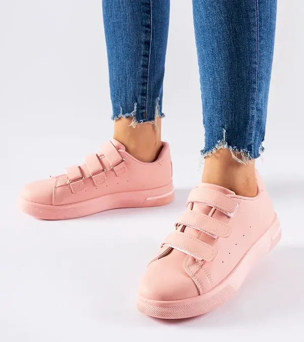 Różowe sneakersy zapinane na rzepy Paré