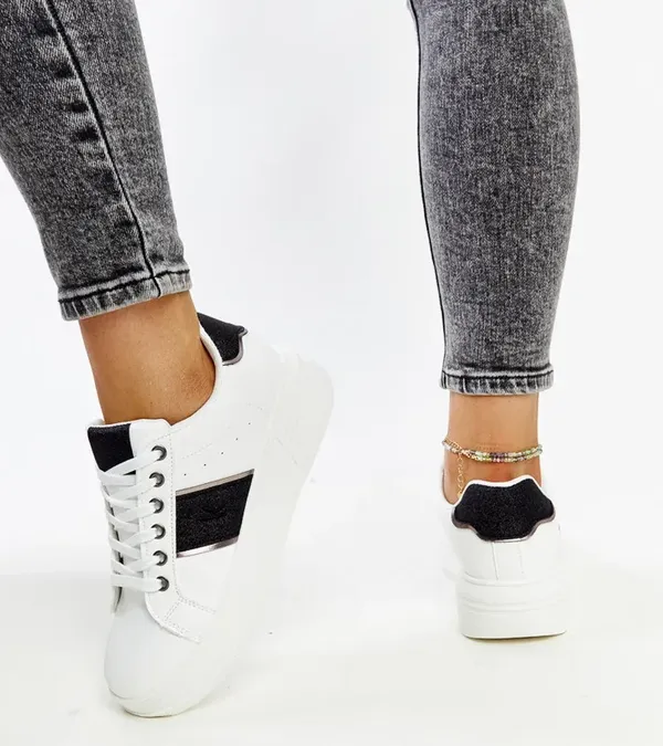 Biało-czarne sneakersy na grubszej podeszwie Finestra